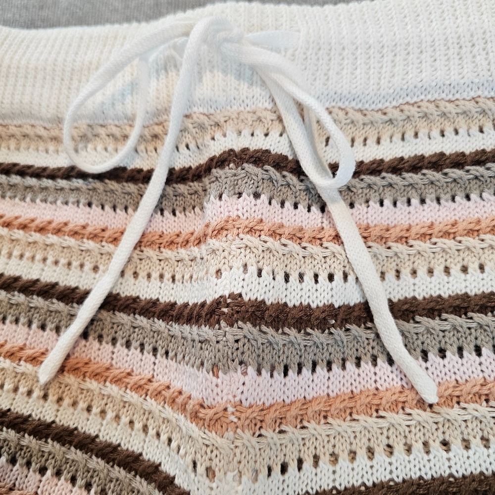 Full Tilt Brown Beige Crochet Knit Shorts Women M Beachcomber Gypsy Hippie NWT - Picture 3 of 8
